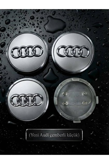 AUDİ UYUMLU JANT GÖBEĞİ 61MM- 4LÜ SET-GÜMÜŞ GRİ