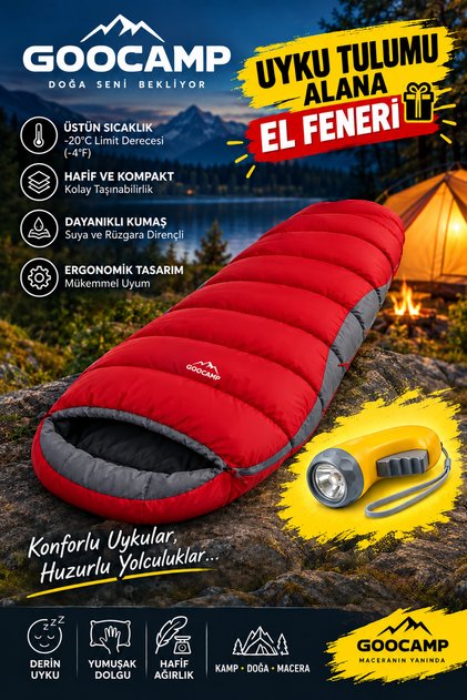 Red -14.3 ° Mummy Type Sleeping Bag 220X80X55Cm
