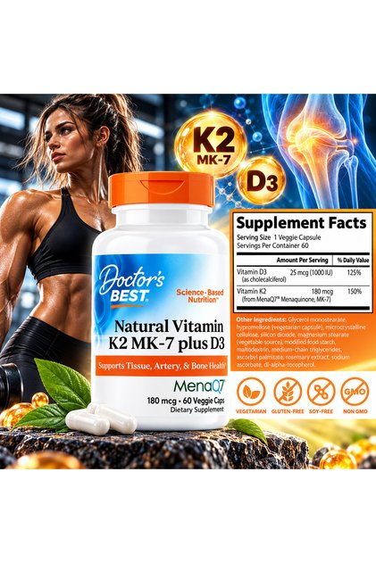 Natural Vitamin K2 Mk-7 Plus D3 Vitamin 60 Veggie Capsules