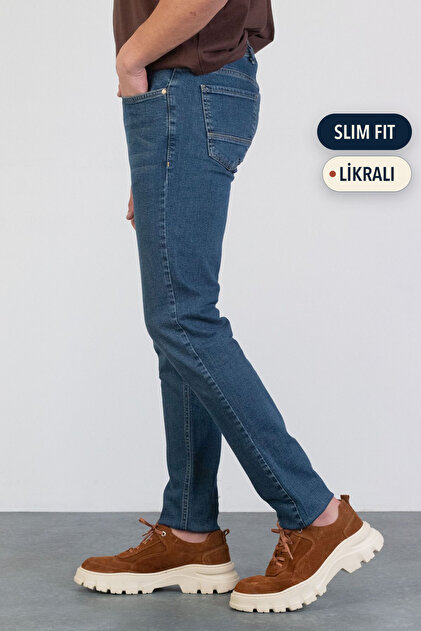 Pánske džínsové nohavice Ocean Blue Slim Fit s úzkymi nohavicami z lycry HLTHE001958