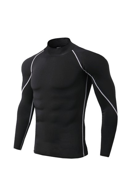 Men Bodybuilding Sport T-shirt Quick Dry Running Shirt Long Sleeve Compression Top Gym T Shirt Me...