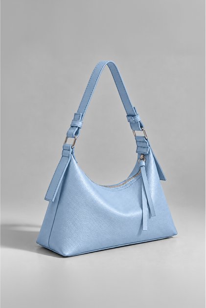 Women's Blue Lined Hand and Shoulder Bag