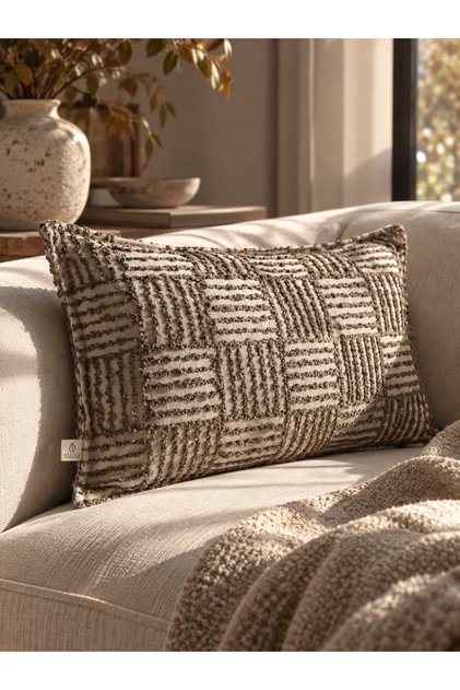 Mondri Brown Rectangular Throw Pillow Cover (30×50)