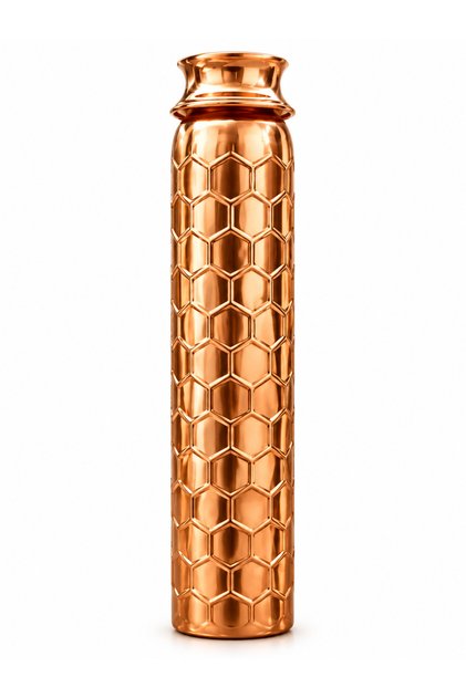 Copper Water Bottle 500–600 ml with Geometric and Forged Patterns