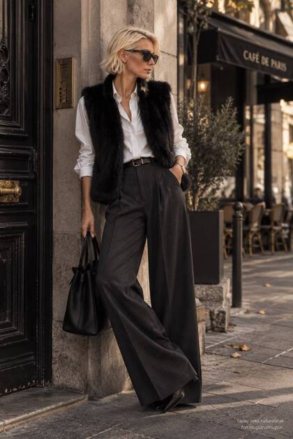 Women's Clothing New Season Faux Fur Vest with Hidden Snap Closure