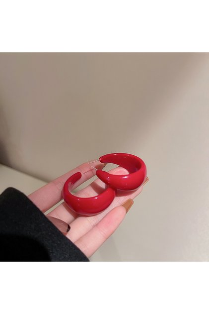 red earrings C-shape Blue Round Circle Acrylic Hoop Earrings for Women Geometric Minimalist Trendy R