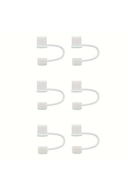 White 6pcs 3/6PC Silicone Straw Tips Cover Splash Proof Reusable Drinking Straw Tips Lids for Yeti/S