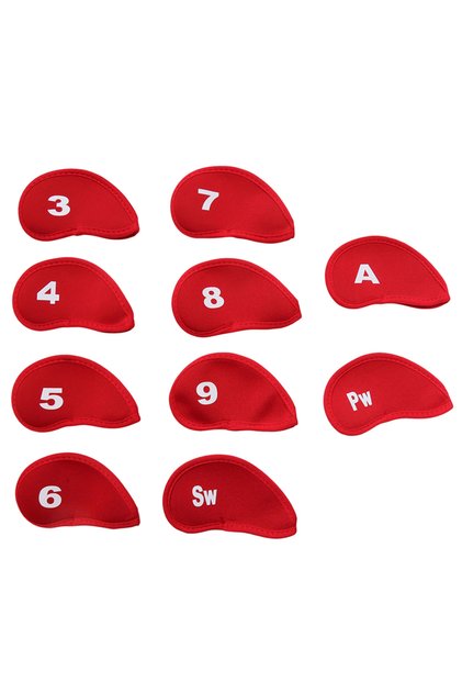 red 10Pcs Portable Golf Club Iron Head Covers Protector Golfs Head Cover Set Headcover Protector Gol