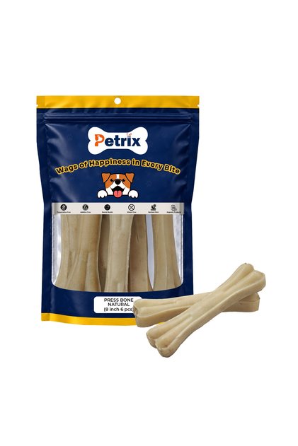 Press Bone Dog Chew Treat (8 Inch, 6 Pcs)