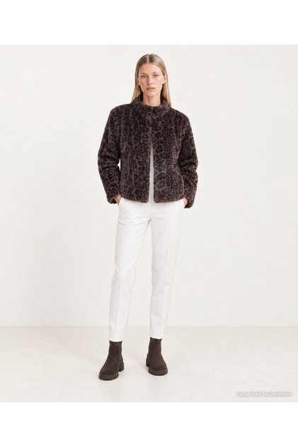 Regular High Collar Long Sleeve Faux Fur Coat