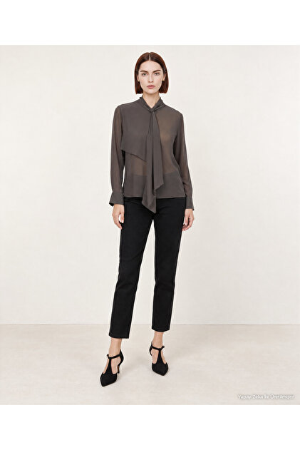 Regular Crew Neck Long Sleeve Blouse