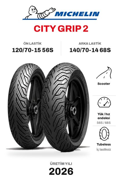 CityGrip 2 120/70-15 56S - 140/70-14 68S Ön Arka Motosiklet Lastik Takımı (2026)