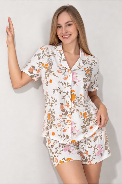 Women's 100% Cotton Shorts Pajamas Set 19118