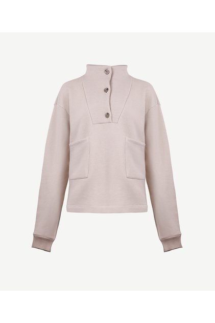 Stand Collar Sweatshirt with Front Pocket Detail