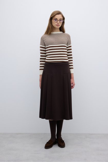Pileli Midi Boy Etek Kahve K2625004_005