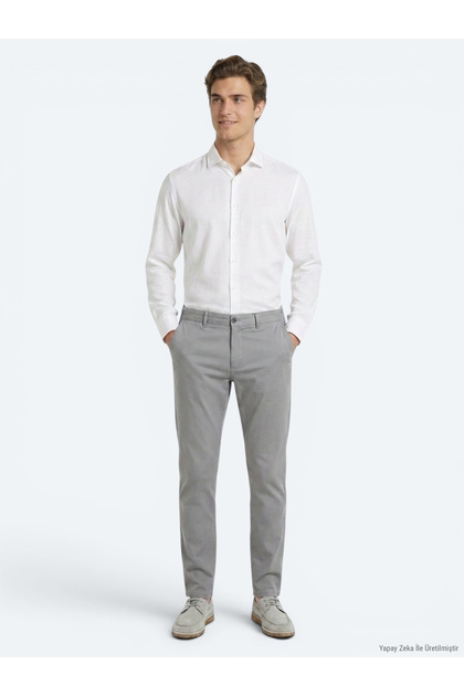 Gray Woven Jogging Fit Casual Cotton Blended Trousers