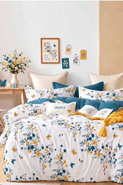 Fitted Sheet Duvet Cover Set Double jungle Petrol