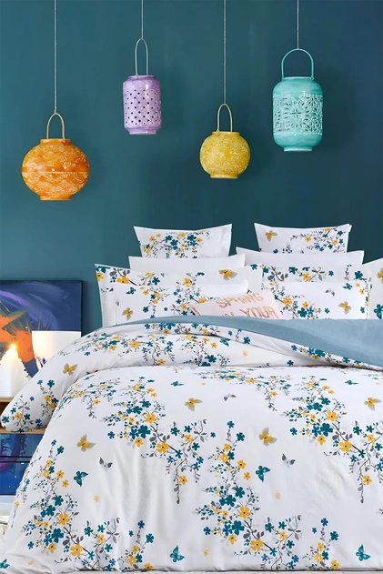 Fitted Sheet Duvet Cover Set Single Jungle Petrol