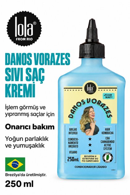 Danos Vorazes Onarıcı Sıvı Saç Kremi, Elektriklenme Karşıtı ve Parlaklık Veren 250 ml