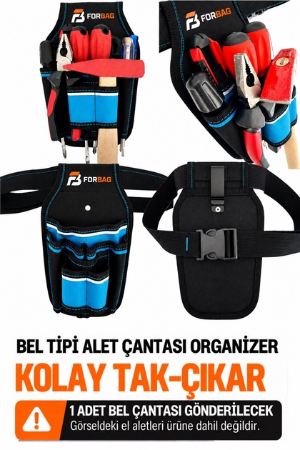 Hırdavat Çantası Bel Çantası,Alet Takım Çantası Kemer Klipsli Plastik korumalı 8 Bölmeli