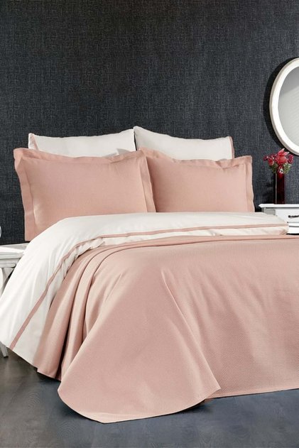 7 Piece Pique Bedspread Mimosa Double Powder Duvet Cover Set