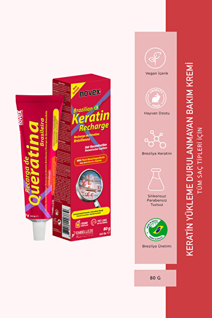 Brezilya Keratin - Kurumuş Ve Zarar Görmüş Saçlar Için Keratin Yükleme Saç Bakım Kremi 80g