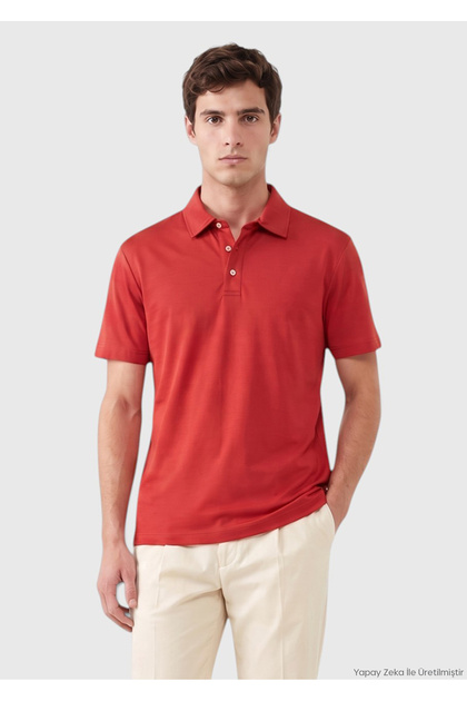 Tricou roșu, simplu, din amestec de bumbac