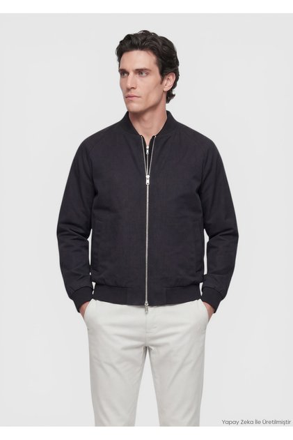 Black Regular Fit Technical Coat