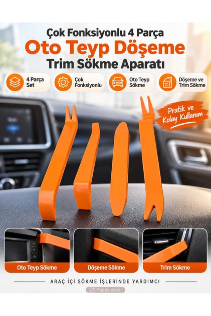 Çok Fonksiyonlu 4 Parça Oto Teyp Döşeme Trim Sökme Aparatı