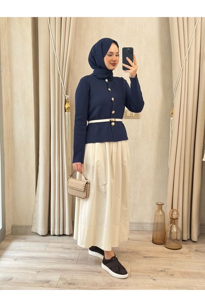 5479 Ely Beli Latikli Etek Ekru