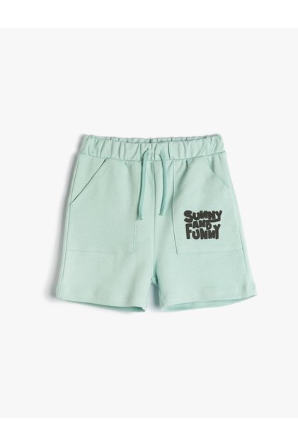Shorts Pocket Tied Waist Print Detailed Cotton