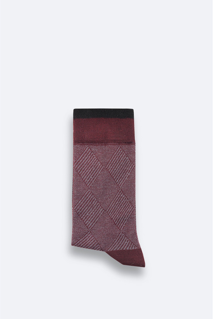 Men's Burgundy Patterned Bamboo Socks A52Y8500