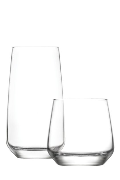 Lal Glass Cup Set of 12 (6 Water Glasses, 6 Soft Drink Glasses)