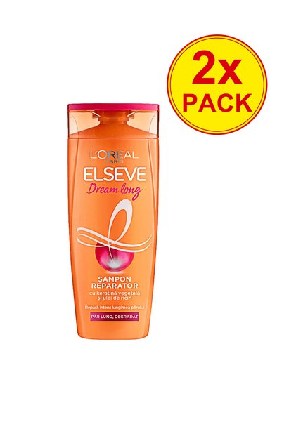 Pachet 2x L'Oreal Paris Dream Long șampon reparator pentru păr lung, deteriorat, 400 ml