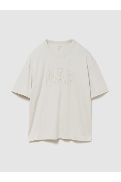 Erkek Kırık Beyaz Heavyweight Logo Relaxed Crop T-Shirt