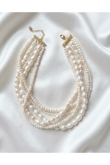 Gerçek İnci Çoklu Choker Kolye