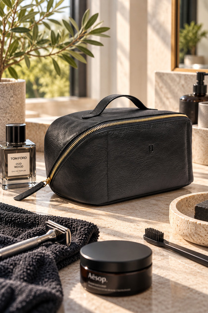 London Stella Leather Cosmetic Bag Black