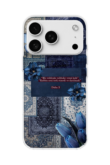 iPhone 18 Pro Max Compatible Blue Butterfly Verse Printed Transparent Phone Case