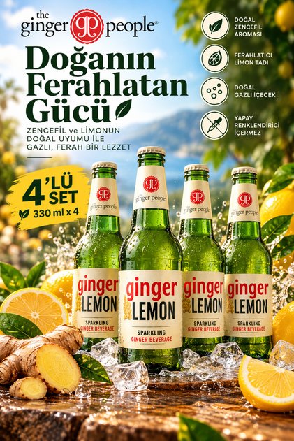 Zencefil ve Limonlu Gazlı İçecek 330 ml x 4 Adet – 4’lü Set