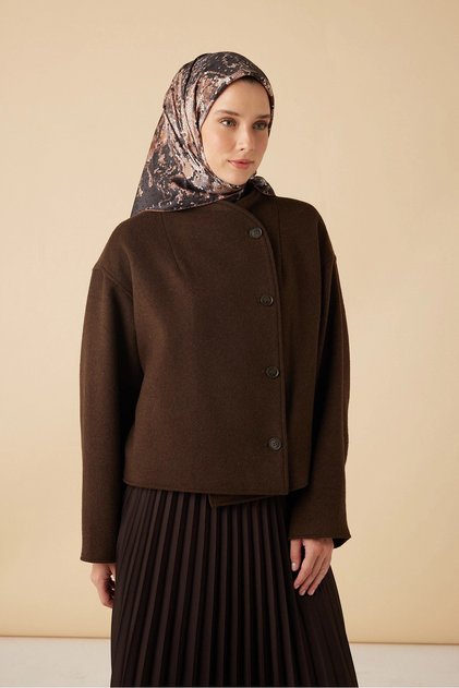 Su Masali Tivil Silk Scarf 90*90 cm - Brown 5268
