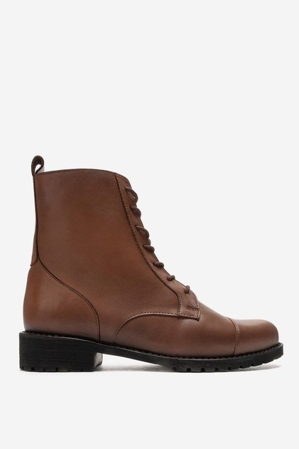 Women's Thick Soled Lace-Up Casual Boots Real Leather Lyra Taba