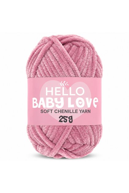 Baby Love 25 Gr Chenille Yarn 218 Dried Rose – Soft Plush Knitting Punch and Amigurumi Yarn