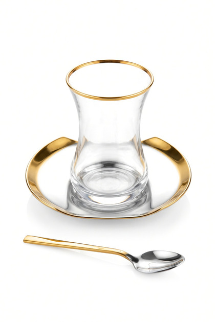 Areo 18 Piece Tea Set for 6 People 18/10 Stainless Steel Cup Set