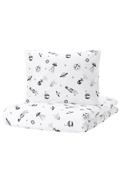 Aftonsparv Children's Duvet Cover Set, Black-White, 150X200/50X60 cm