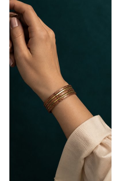 Bronze Detailed Embroidered Adjustable Women's Copper Bracelet