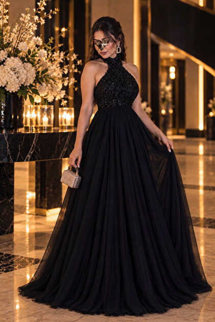 فستان حوامل سهرة اسود