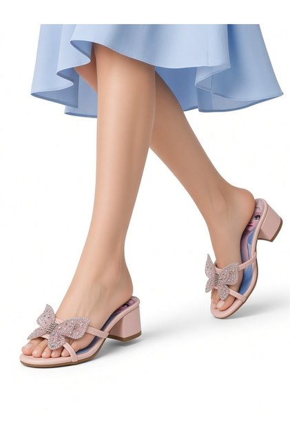 Girls' Elsali Transparent Stylish Dressy Slippers with Mini Heels