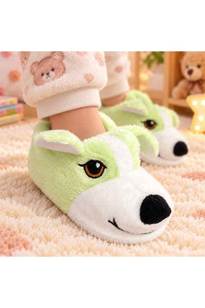 Sevimli Köpek Figürlü Çocuk Pandufu – Peluş Ev Terliği
