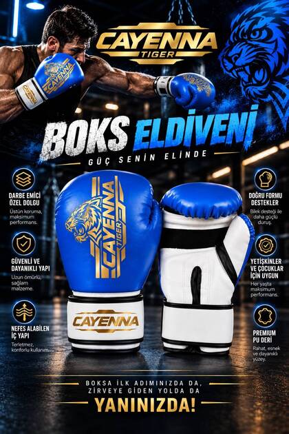 TIGER Boks Eldiveni – Darbe Emici, Dayanıklı, Çocuk ve Yetişkin İçin 4-6-8-10-12 OZ