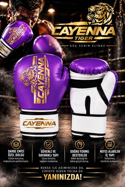 TIGER Boks Eldiveni – Darbe Emici, Dayanıklı, Çocuk ve Yetişkin İçin 4-6-8-10-12 OZ